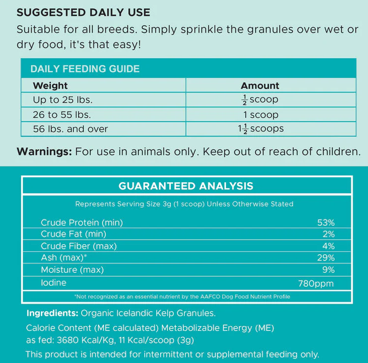 Organic Kelp Marine Superfood Granules Dental Supplement for Dogs