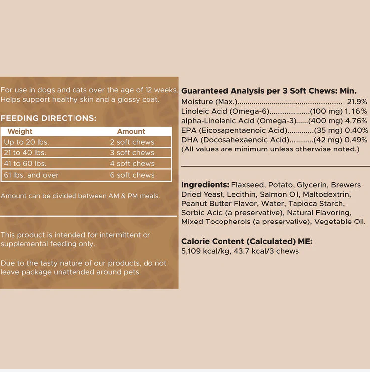 Peanut Butter Omega Skin + Coat Supplement for Dogs