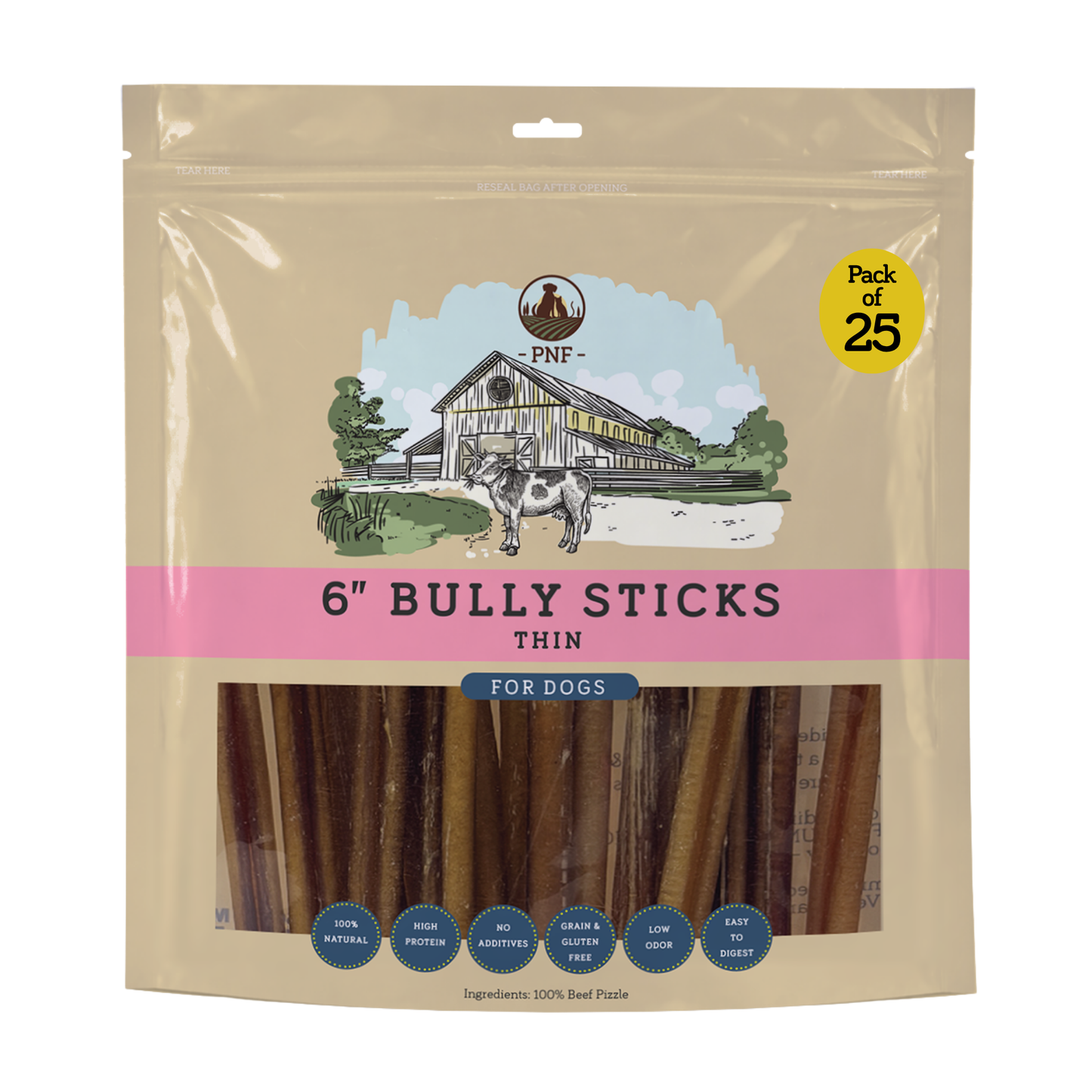 6" Bully Stick Thin