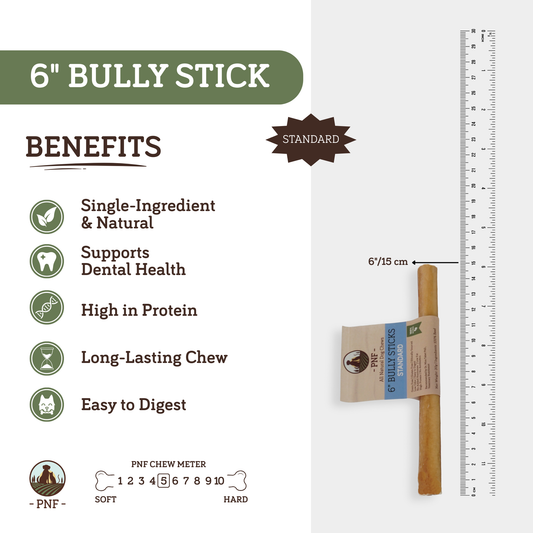 6" Bully Stick Standard - Pretty Paws Pets Salon LLC