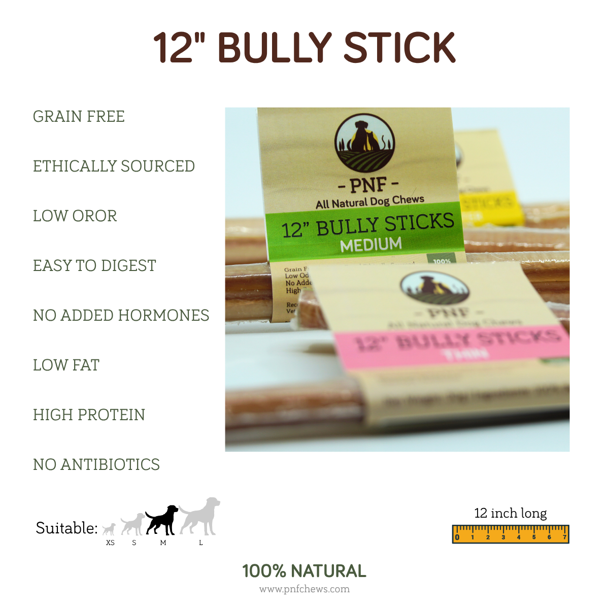 12" Bully Stick Medium