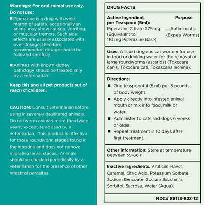 Stop the Worms Roundworm Dewormer Liquid, 4 oz