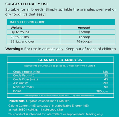 Organic Kelp Marine Superfood Granules Dental Supplement for Dogs
