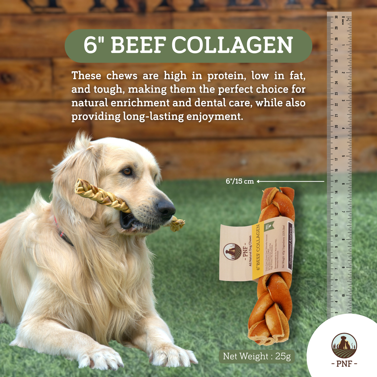 6" Braided Beef Collagen