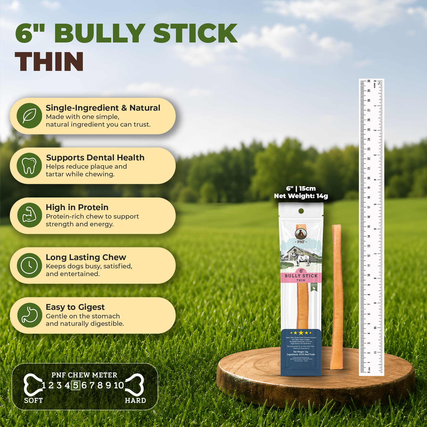 6" Bully Stick Thin