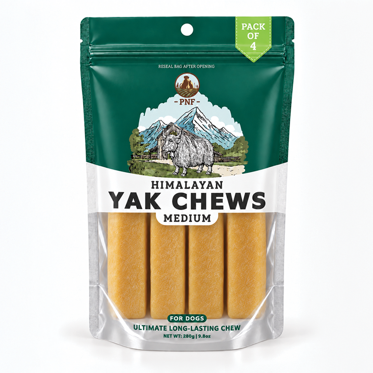 Himalayan Yak Chews – Medium – Pack of 4 (280g)