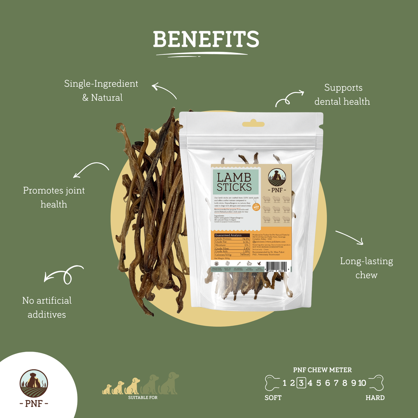 Lamb Sticks (Lamb Pizzle) 300g Pack