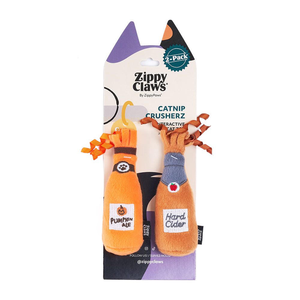 ZippyClaws Halloween Catnip Crusherz 2- Pack - Hard Cider & Pumpkin Ale by ZippyPaws