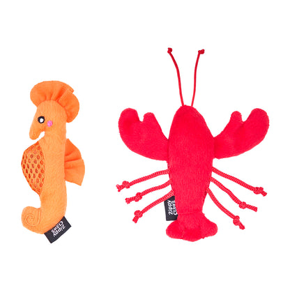 ZippyClaws® Mesh Mates 2-Pack - Seahorse and Lobster by ZippyPaws
