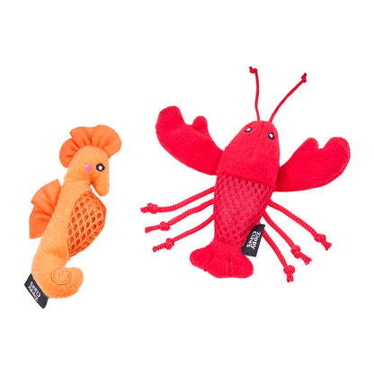 ZippyClaws® Mesh Mates 2-Pack - Seahorse and Lobster by ZippyPaws