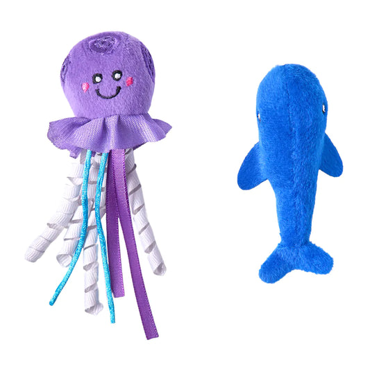 ZippyClaws® Mesh Mates 2-Pack - Jellyfish and Whale (Cat Toy)