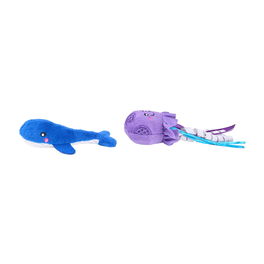 ZippyClaws® Mesh Mates 2-Pack - Jellyfish and Whale (Cat Toy)