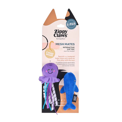 ZippyClaws® Mesh Mates 2-Pack - Jellyfish and Whale (Cat Toy)