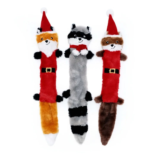 Holiday Skinny Peltz 3-Pack – Large (Santa Fox, Raccoon, and Elf Squirrel)